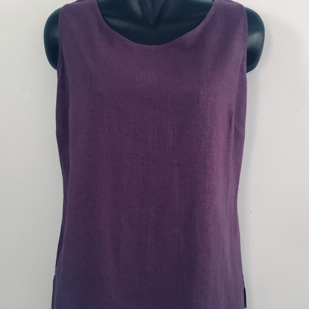 Linen blend Rabbit Rabbit Rabbit Sleeveless top PETITE